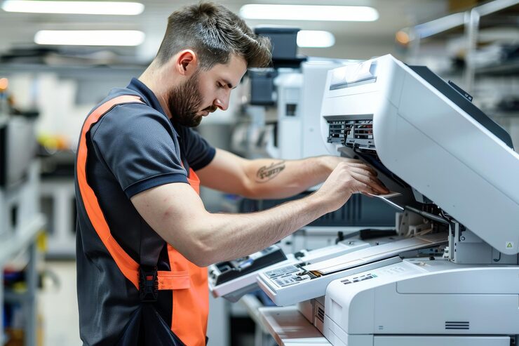 um-tecnico-de-reparacao-de-impressoras-a-consertar-uma-impressora-mostrando-a-sua-experiencia-na-reparacao-de-impresoras_1375-31187